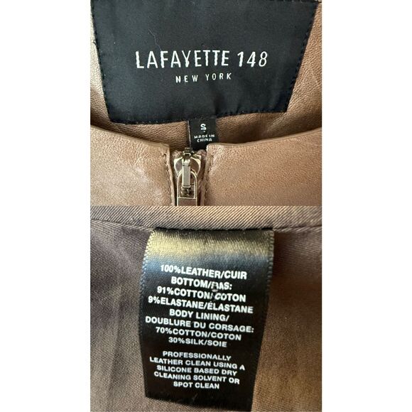Lafayette 148 Two Tone Taupe Leather & Cotton Jacket Size S - Picture 7 of 12
